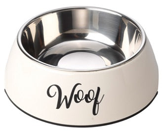 Woof Cream Dog Bowl