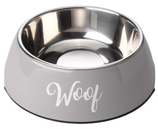 Woof Grey Dog Bowl