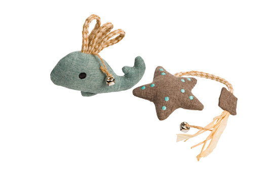 2 Pack Starfish and Whale Eco Friendly Cat Toys