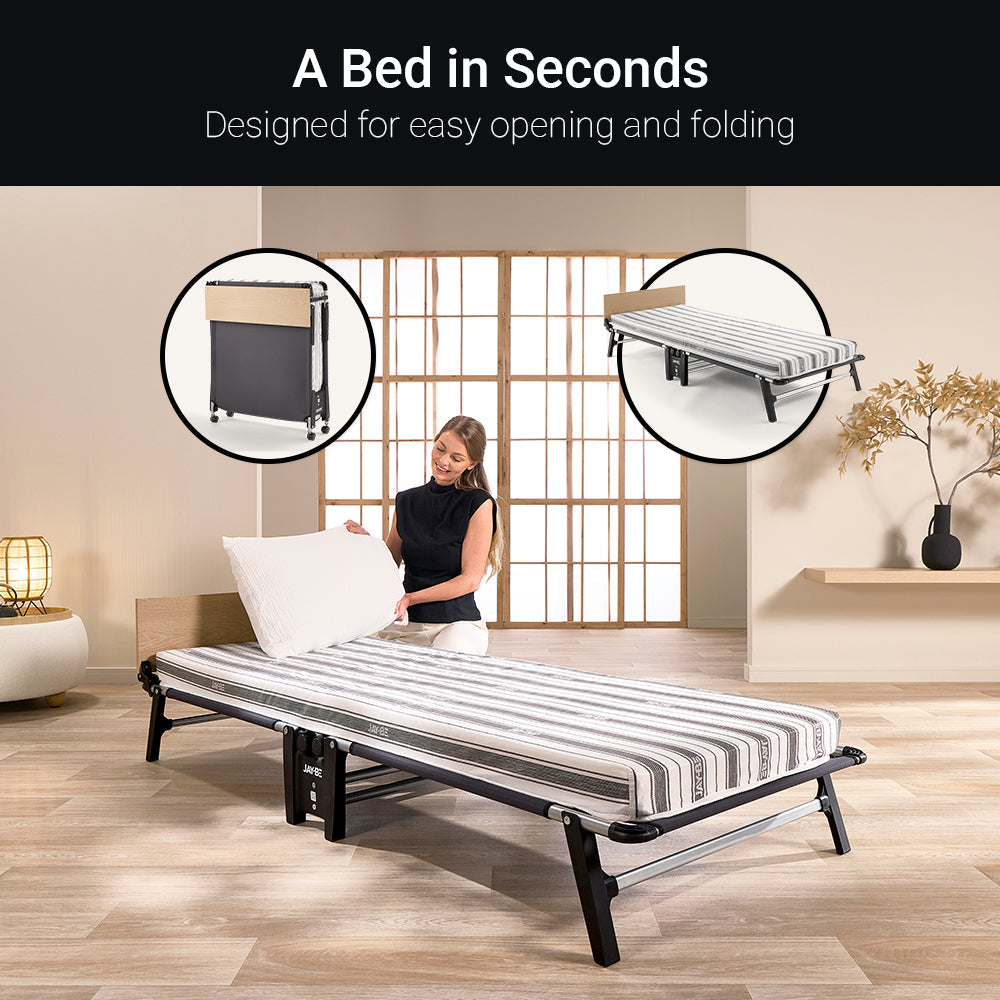 Jay-Be QE80 Quick Folding Bed with Comfort Stripe Mattress